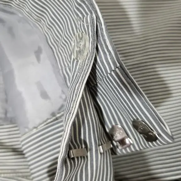 Norma Kamali Pants 8 Black Straw Stripe Crop Ankle Flat Front - Picture 7 of 12